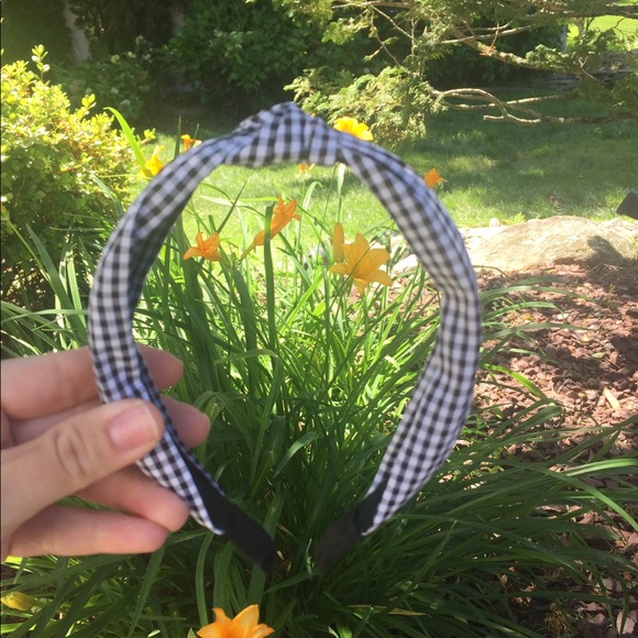 Black and white checkered topknot headband - Picture 2 of 4
